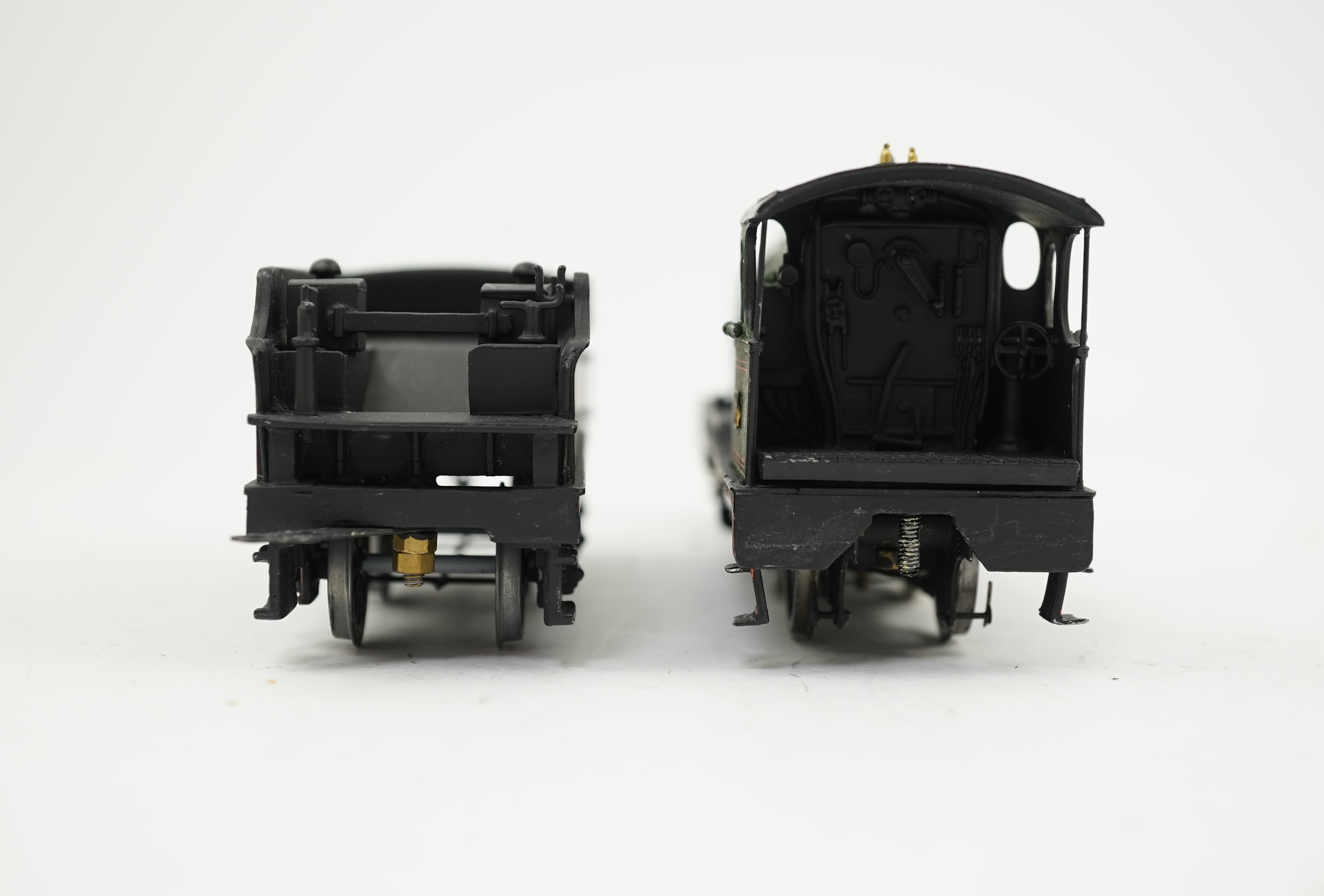 Two 00 gauge brass and white metal kit built GWR tender locomotives; a 4-4-2, Alliance 104, together with a Bulldog class 4-4-0, Barbados 3466, constructed, painted and lined to a high standard, both motored for two rail